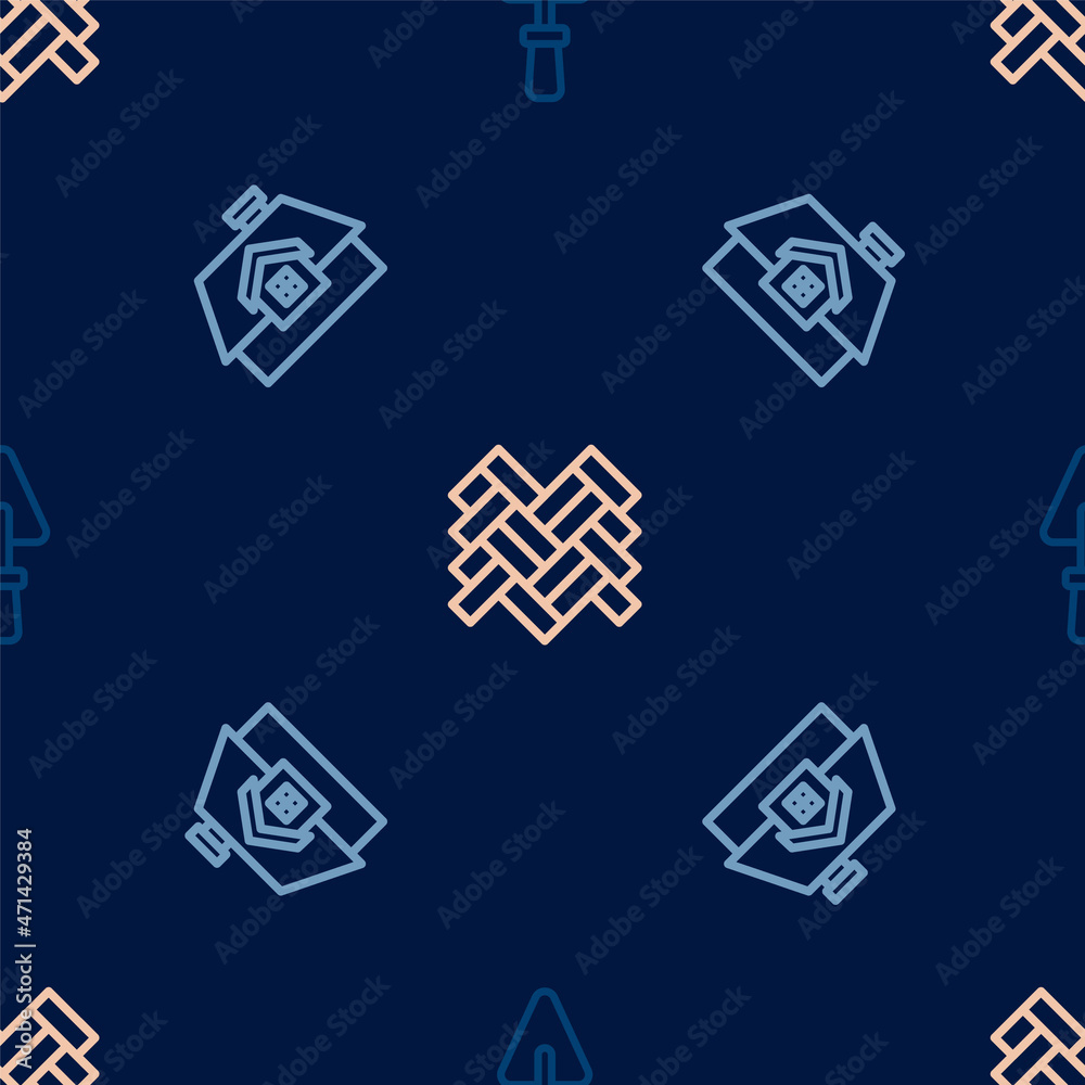 Set line Trowel, House and Parquet on seamless pattern. Vector Set line Trowel, House and Parquet on seamless pattern. Vector