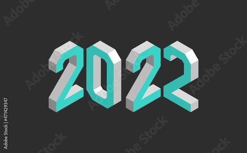 Happy New Year 2022 Wishing Celebration 3D Standing Script Text Lettering Celebrate Festival Premium Modern Minimal Alphabet Numeric Letters Editable Vector File