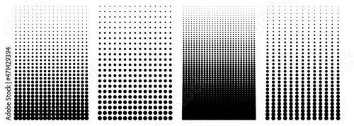Halftone Dots Pattern. Abstract Black Dotted mosaic, Spot Texture and Holes Grid Background. Black and White Raster. Gradient Geometric Half Tone Pattern. Isolated Vector Illustration