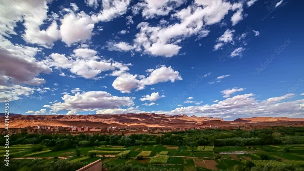 Old morocco city landscape panoramic timelapse view touristic travel destination
