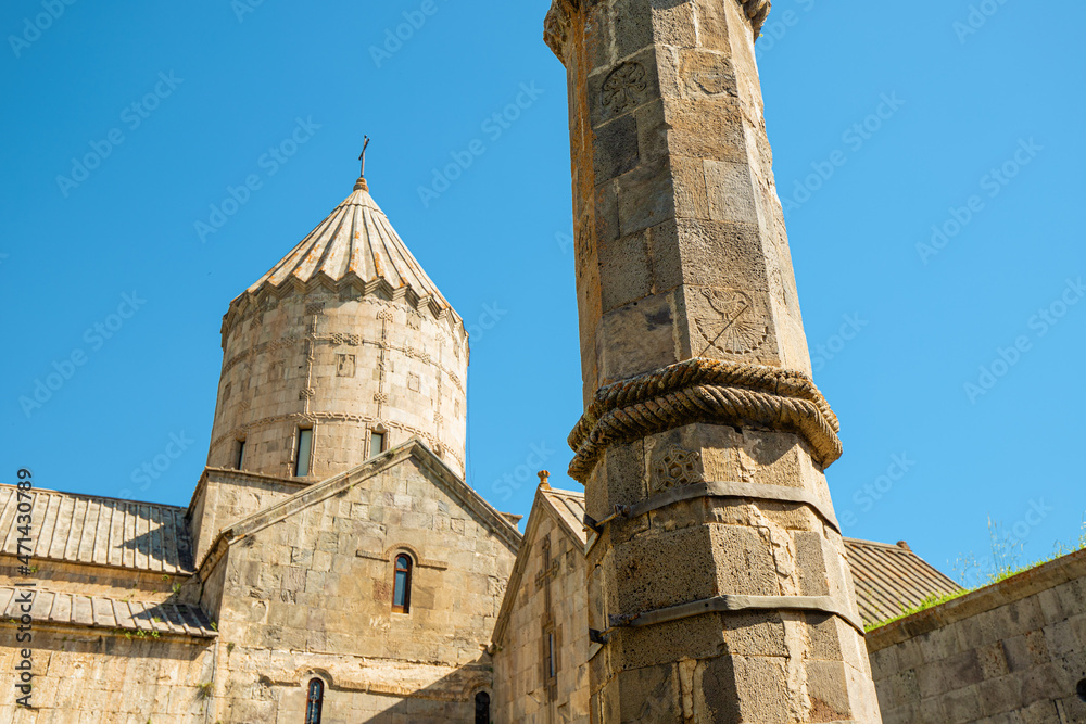 Holy trinity pillar in the Tatev Monastery (Armenia), it is an ancient seismograph warning of an impending earthquakes and disasters
