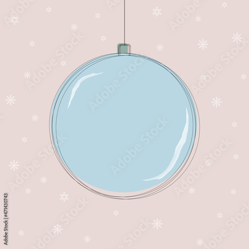 blue christmas ball with snowflakes background