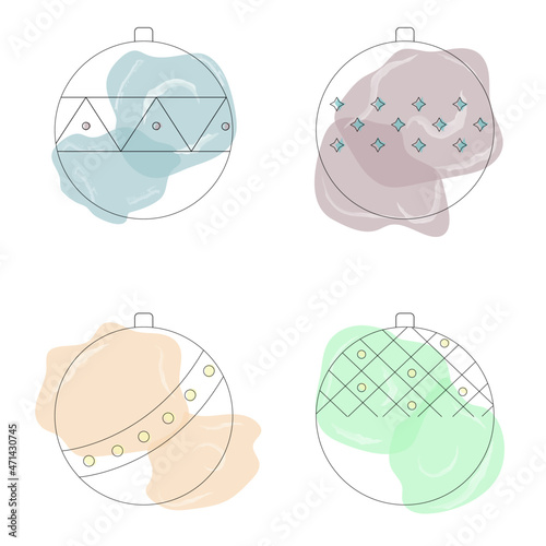 set of christmas colorful balls