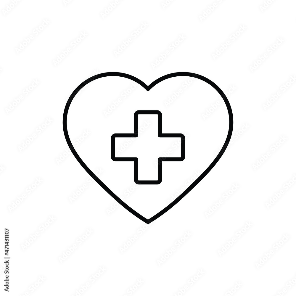 heart with cross icon clinic icon, hospital vector sign heart with cross icon clinic icon, hospital vector sign