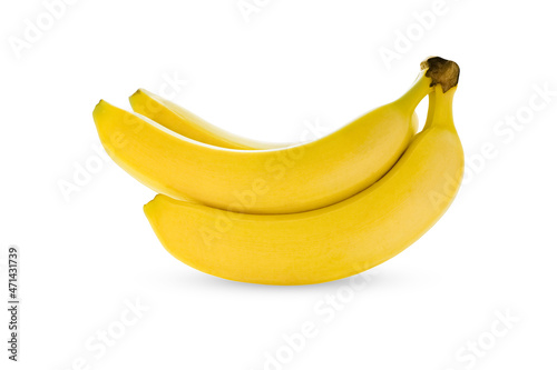 A handful of bananas isolated on a white background.
