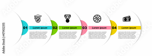 Set line Basketball training, medal, and game ticket. Business infographic template. Vector