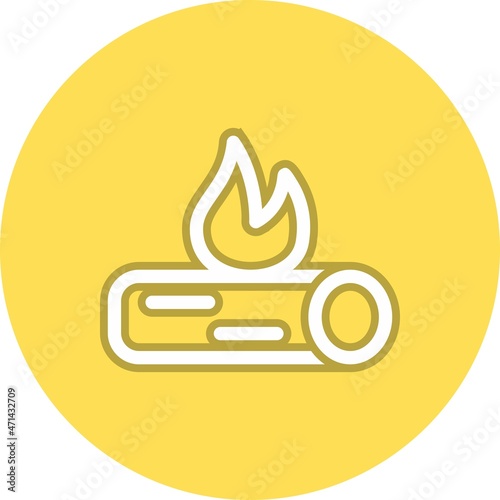 Bone Fire Line Circle Vector Icon Design