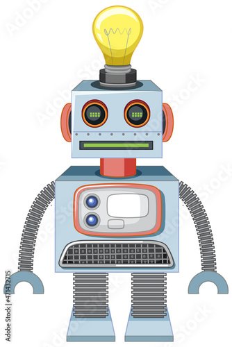 Vintage robot toy on white background