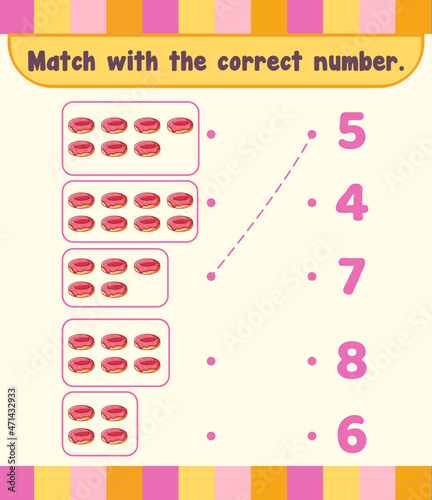 Count and match numbers math worksheet template