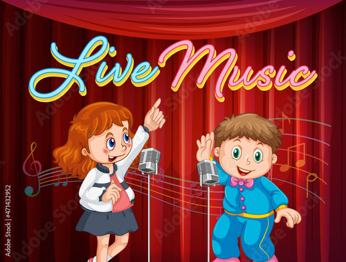 Kids performing singing on stage