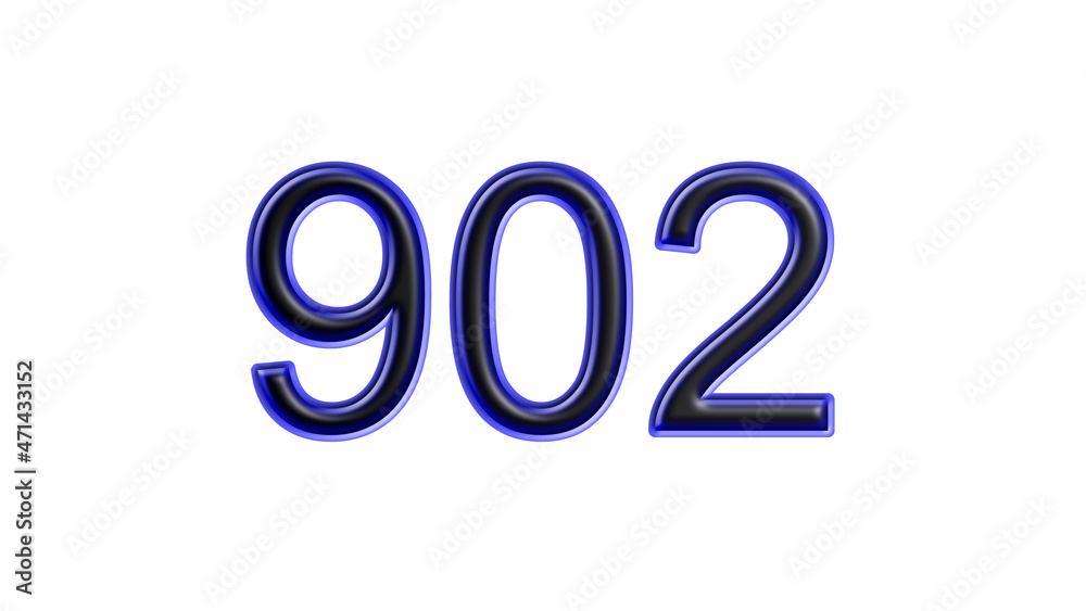 blue 902 number 3d effect white background blue 902 number 3d effect white background