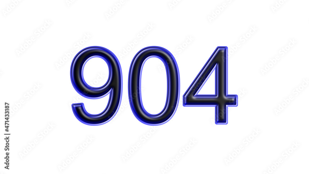 blue 904 number 3d effect white background blue 904 number 3d effect white background