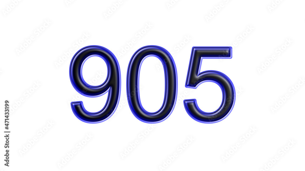 blue 905 number 3d effect white background