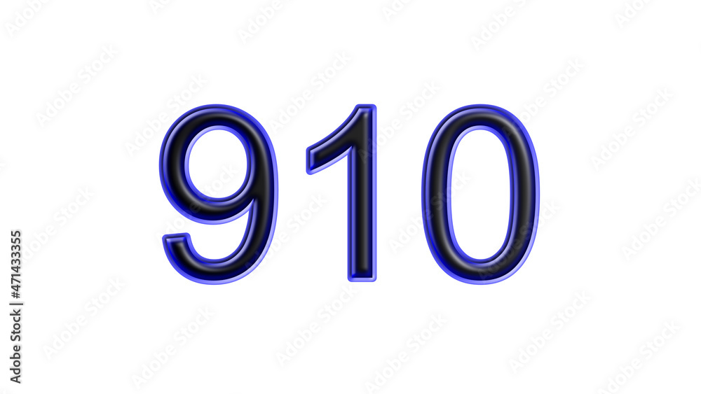 blue 910 number 3d effect white background blue 910 number 3d effect white background