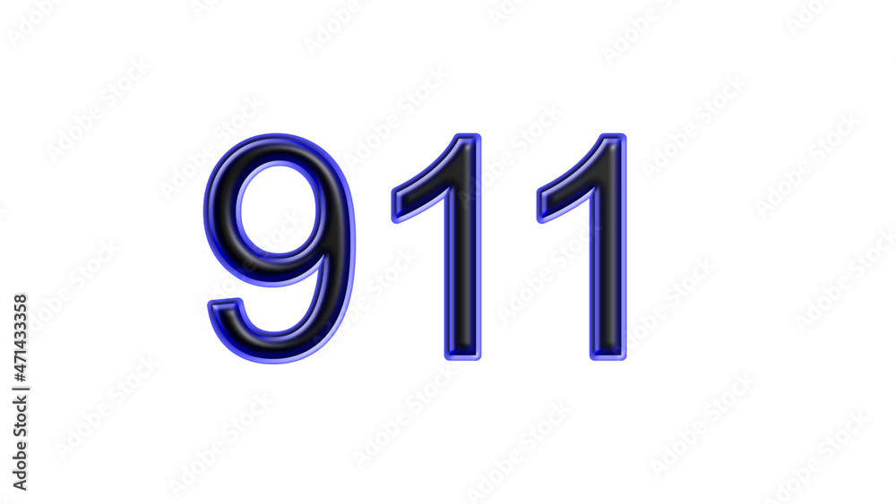 blue 911 number 3d effect white background blue 911 number 3d effect white background