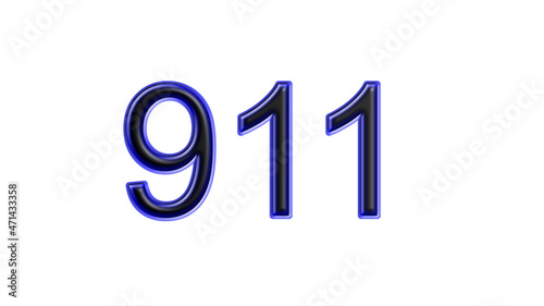 Free Download blue 911 number 3d effect white background - GFXLoad