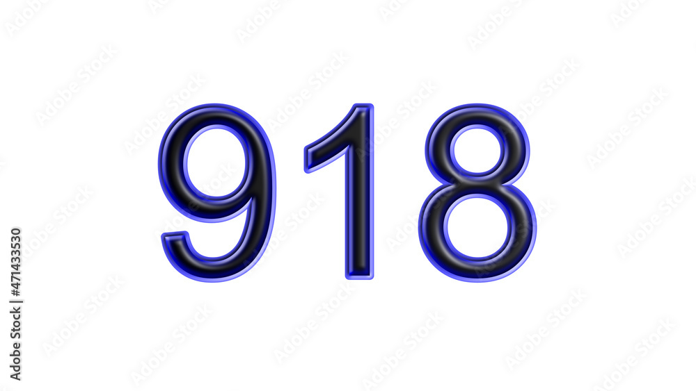 blue 918 number 3d effect white background blue 918 number 3d effect white background