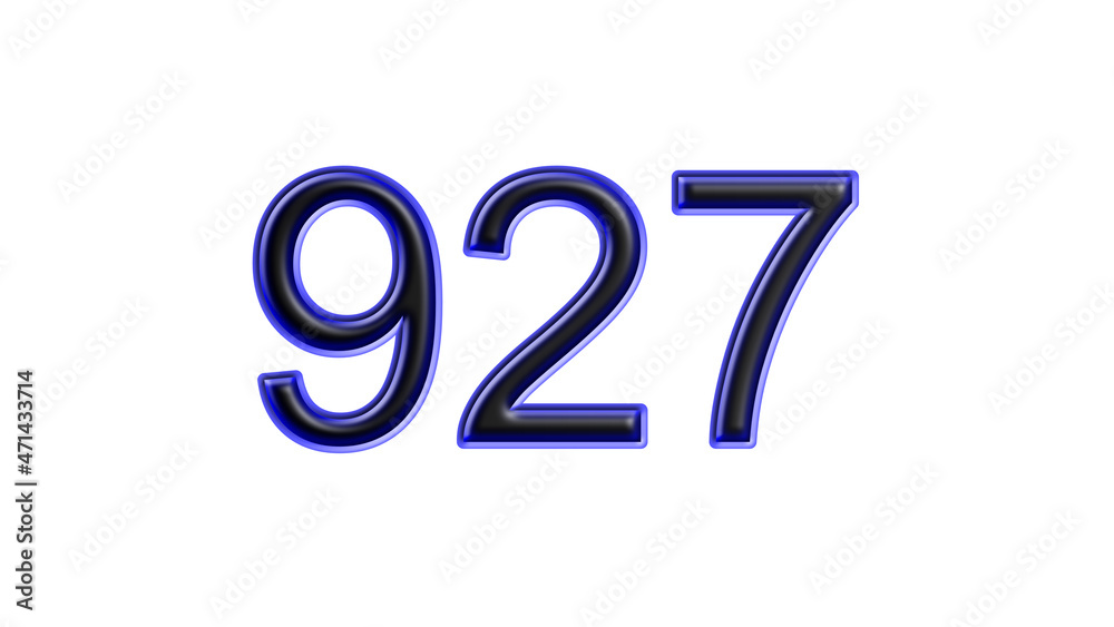 blue 927 number 3d effect white background blue 927 number 3d effect white background