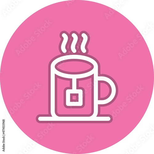 Mug Line Circle Vector Icon Design