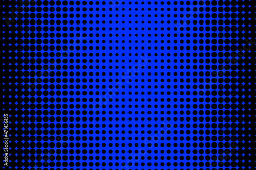 trame de ronds noirs grossissants du centre vers l'extérieur sur fond bleu