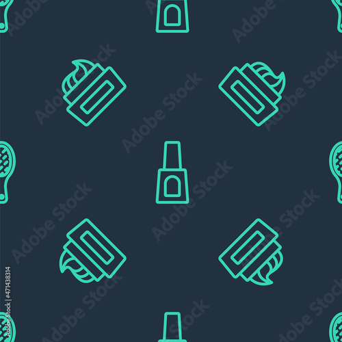 Set line Bottle of nail polish, and Nail file on seamless pattern. Vector