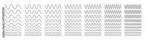 Wavy, zigzag and sinusoidal lines. Set decor, dividers. Isolated vector illustration on white background. photo