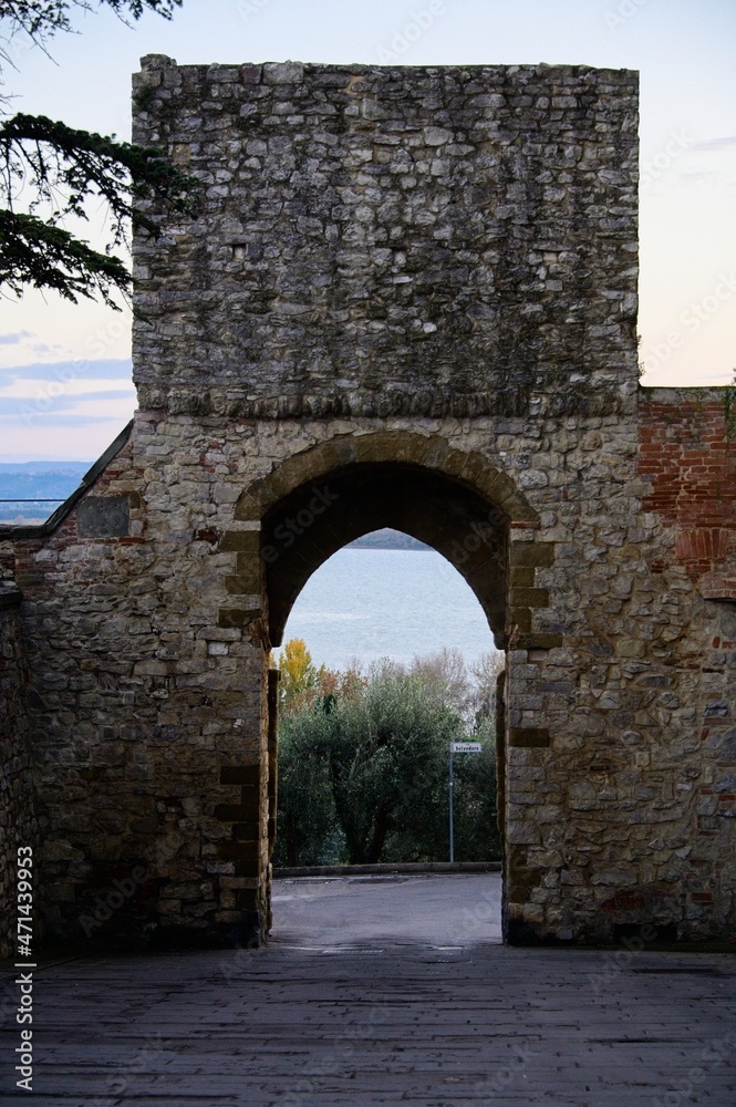 Ancient Arch Gate in a Medieval Town in Umbria Italy