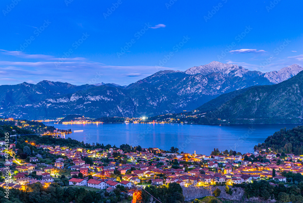The panorama of Lake Como photographed from the town of Colonno, at ...