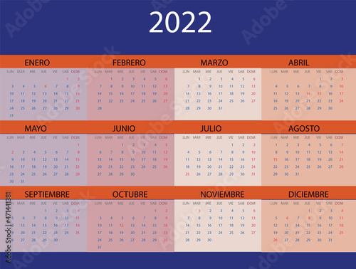 Calendario laboral 2022 en español con festivos