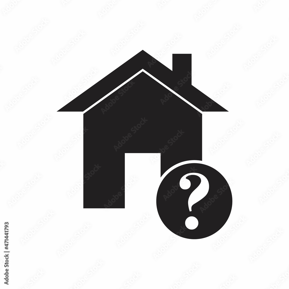 House icon with question mark. House icon and help, how to, info, query symbol House icon with question mark. House icon and help, how to, info, query symbol