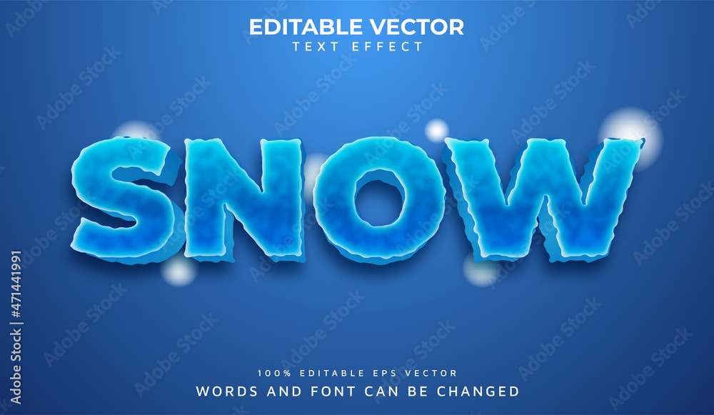 Snow Editable  3D Text Effect Eps Vector