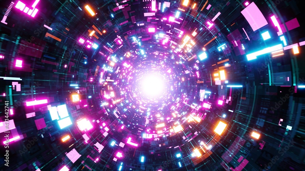 Colorful Light Futuristic Technology Tunnel Background