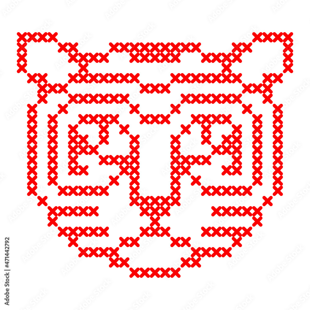 Tiger cross stitch pattern, tiger year symbol design Tiger cross stitch pattern, tiger year symbol design