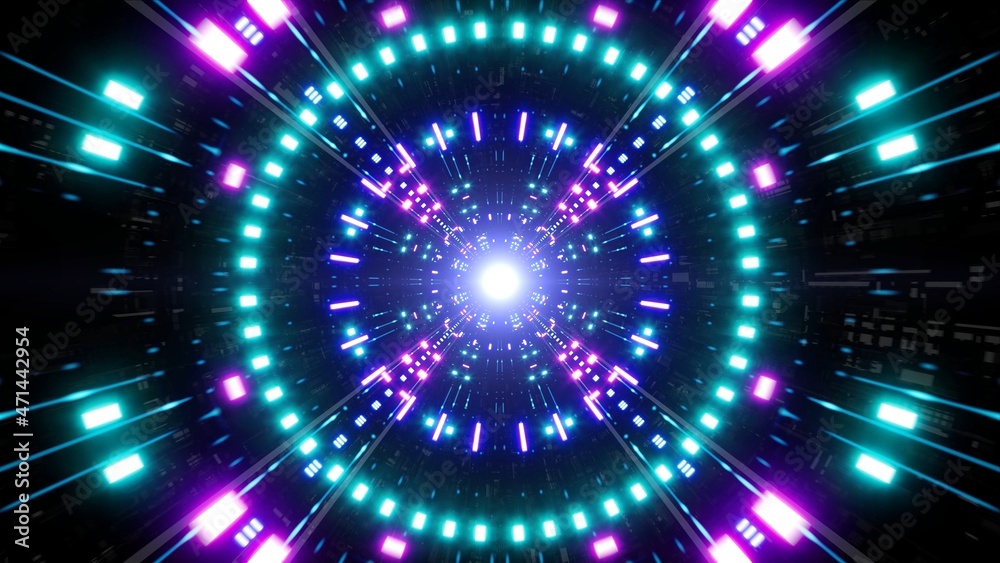 Shiny Futuristic Neon Light Tunnel Background Shiny Futuristic Neon Light Tunnel Background