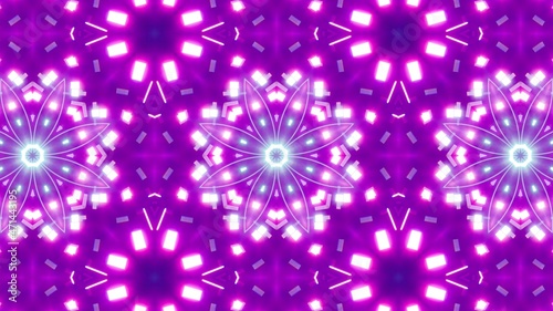 Glowing Purple Kaleidoscope Tile Pattern Light Background © shufilm