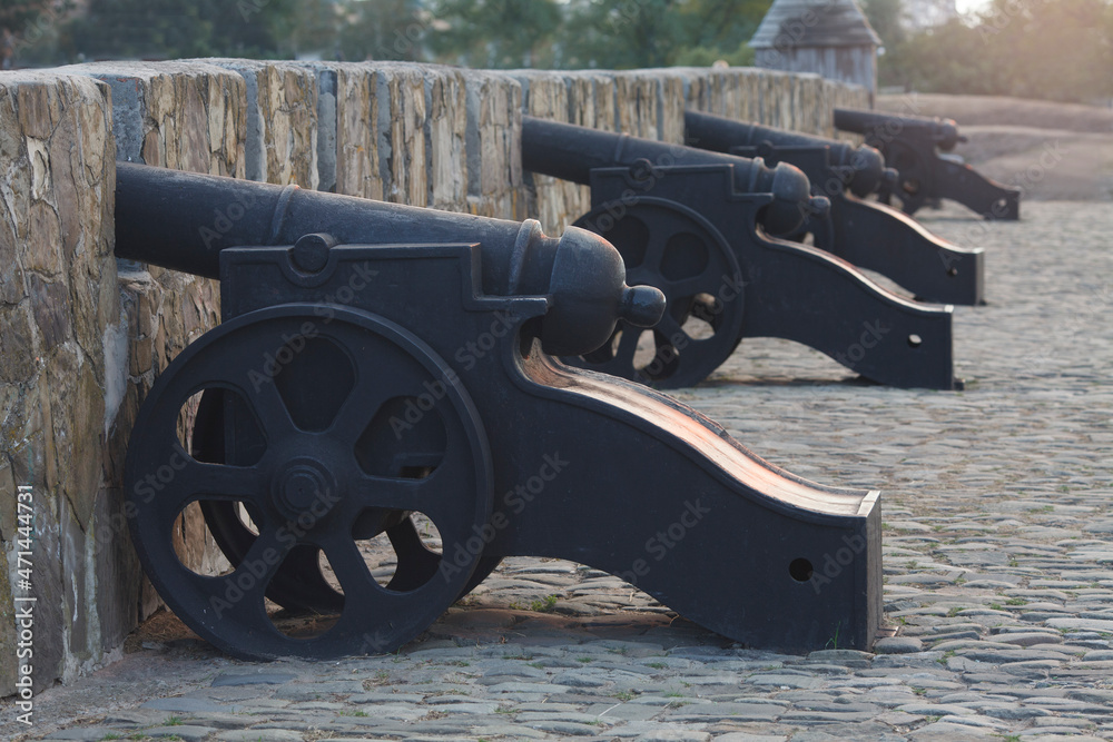 Fortifications and cannons on the ramparts of the Azov fortress founded ...