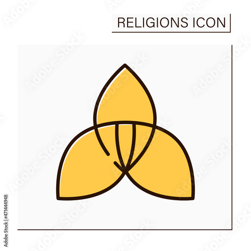 Paganism color icon. Nature-worshipping pagan religion. Pagan symbol. Religion concept. Isolated vector illustration