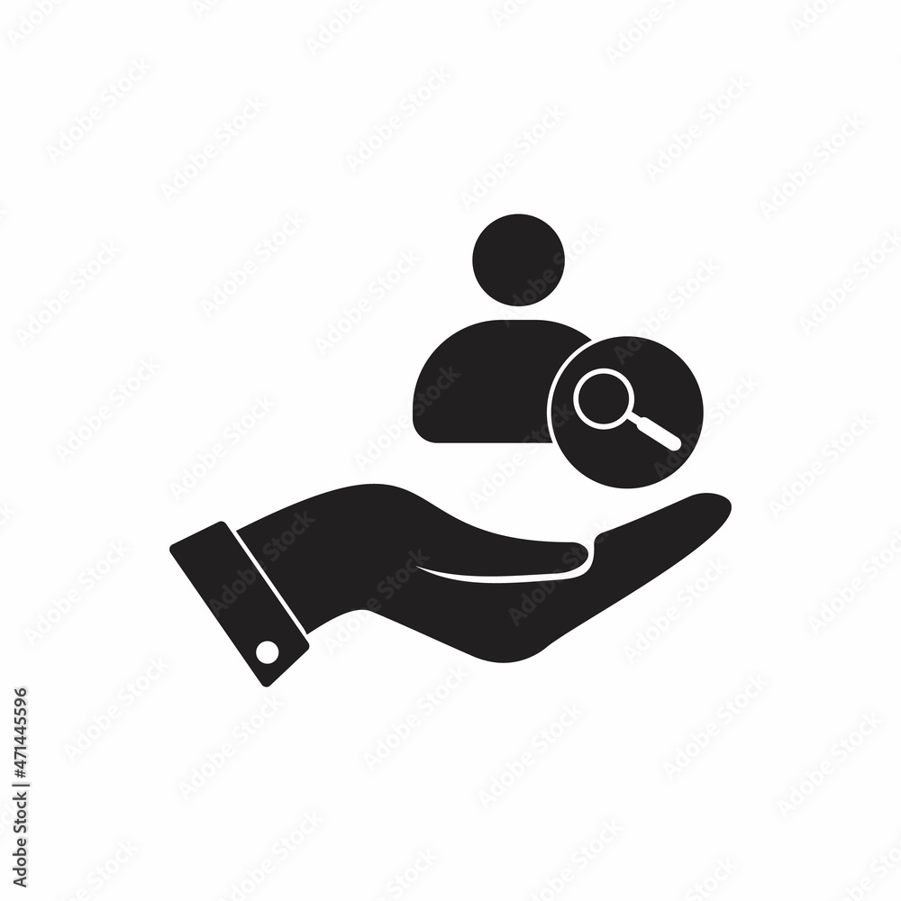 Customer icon with research sign. Customer icon and explore, find, inspect symbol. Customer icon with research sign. Customer icon and explore, find, inspect symbol.