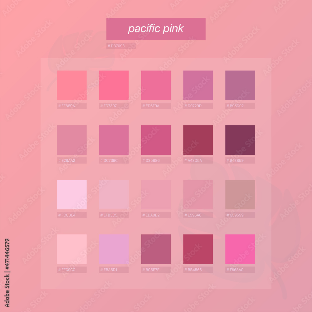 Pacific Pink Color Palette. 2022 color trend vector design. Vector