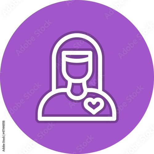 Girlfriend Line Circle Vector Icon Design