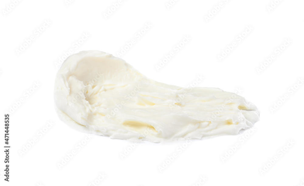 Smear of delicious cream cheese isolated on white