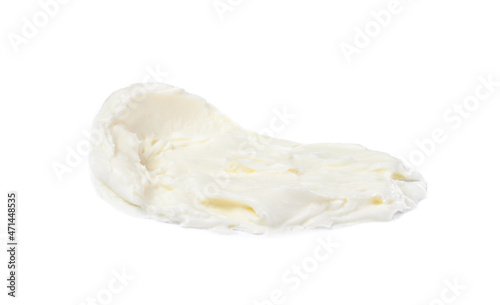 Smear of delicious cream cheese isolated on white