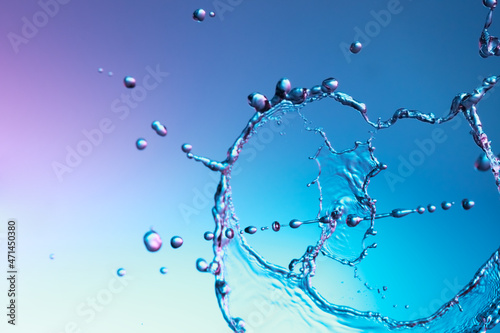 Water splash on a blue
