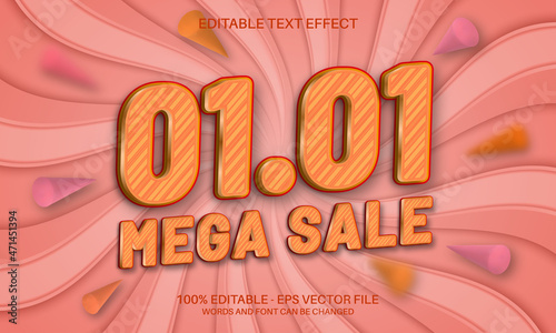 01 01 mega sales editable text effect on cartoon pastel background