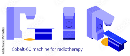 Cobalt-60 machine for radiotherapy. Flat vector illustration. 