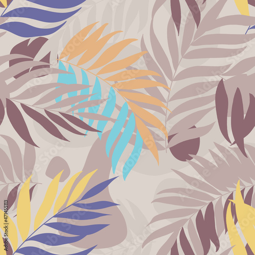 Modern Abstract leaves - seamless vector repeat pattern, use it for wrappings, fabric, packaging and other print and design projects
