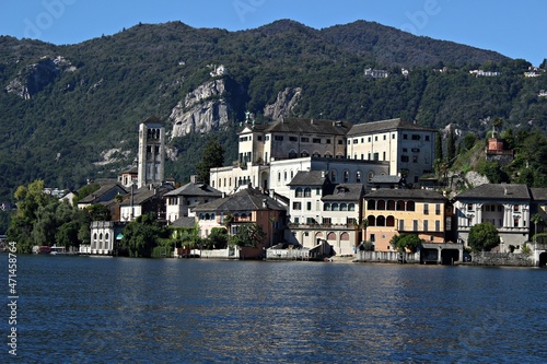 Italy  Piedmont  Foreshortening of Saint Giulio Island on Orta Lake.