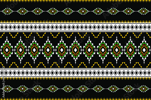 Geometric ethnic oriental seamless pattern traditional Design for background,carpet,wallpaper.clothing,wrapping,Batik fabric,Vector illustration.embroidery style - Sadu, sadou, sadow or sado