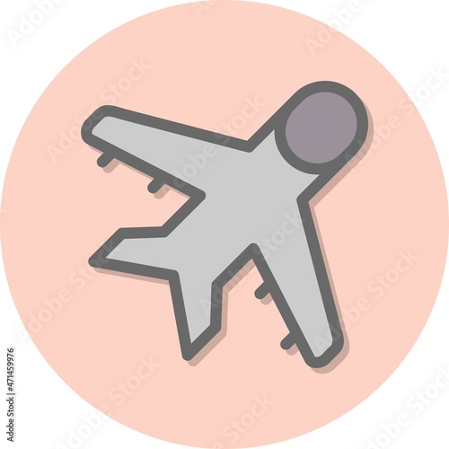 Air Plane Line Filled Circle Vector Icon Design
