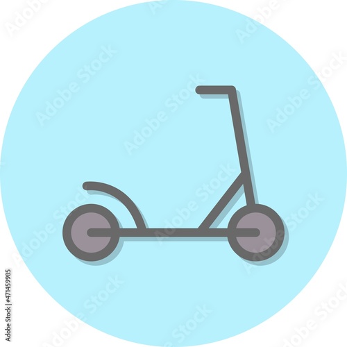 Kick Scooter Line Filled Circle Vector Icon Design